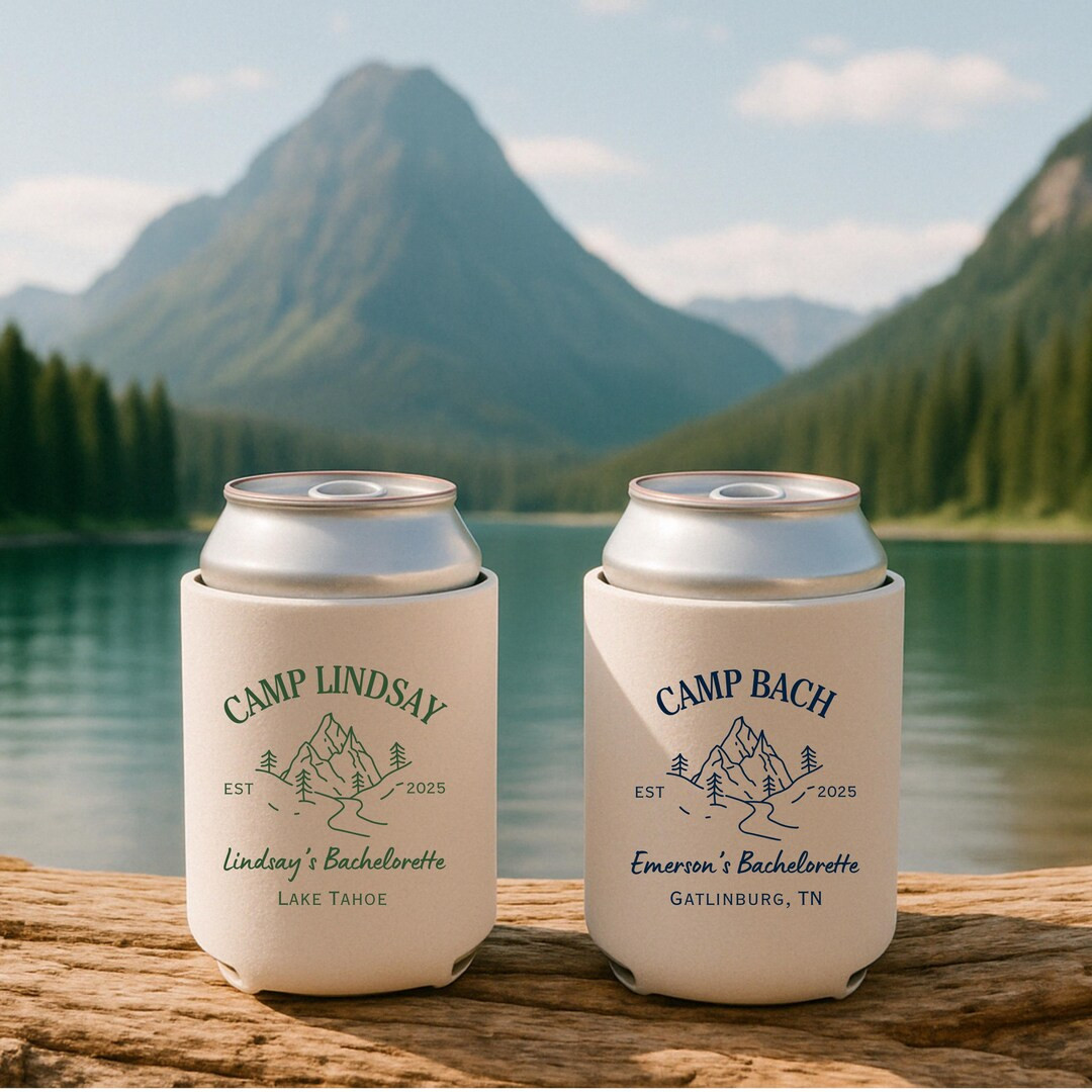 Camp Bachelorette Can Cooler – Mountain or Cabin Crew Party Favor - Etsy | Etsy (US)