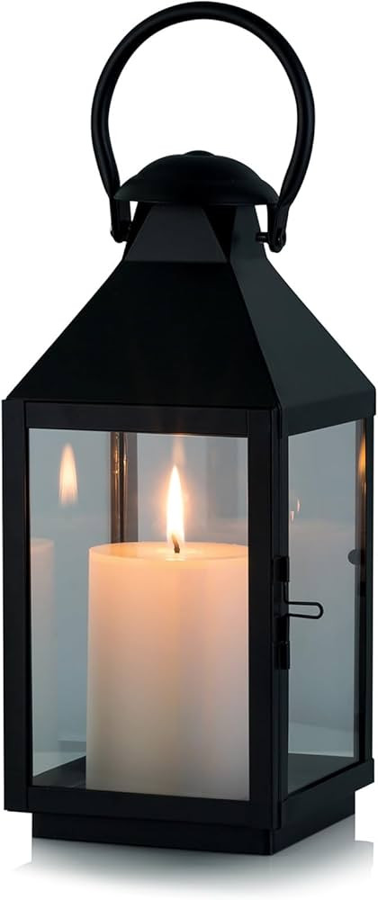 Nuptio Decorative Lanterns Garden Lantern,10.2in Tall Rustic Hanging Lantern Metal Candleholder, ... | Amazon (US)