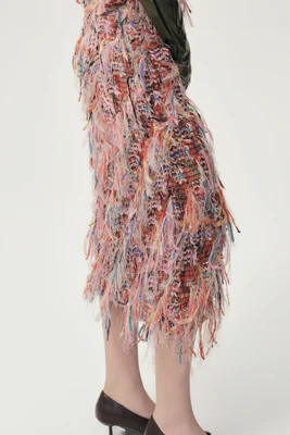 Julie Fringed Midi Skirt Pink | Front Row Shop