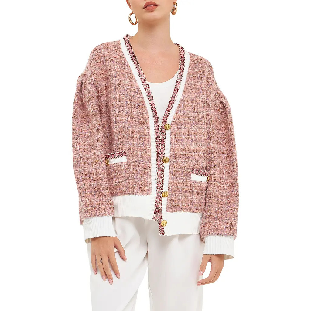 Endless Rose Premium Bouclé Wool Blend Cardigan in Pink at Nordstrom, Size X-Small | Nordstrom