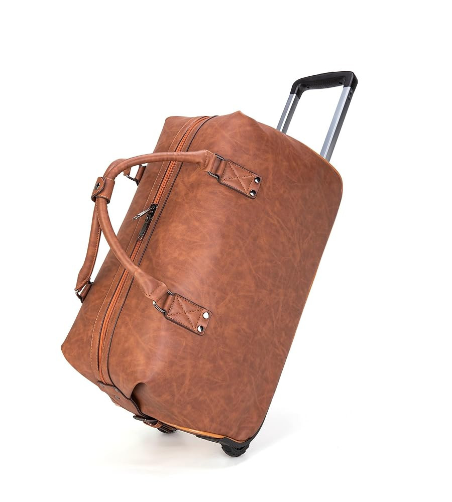 feilario Travel Duffel Bag with Wheels Leather Unisex Weekender Bags Waterproof Toiletry Bag Conv... | Amazon (US)