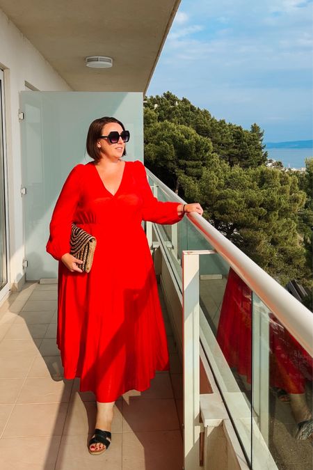 Love this balloon sleeve lightweight red dress for summer nights in the Med. 

I’m a uk size 14/16 & wearing a medium. 

Summer fashion | holiday wardrobe | curves | size 14 fashion 

#LTKunder50 #LTKtravel #LTKcurves