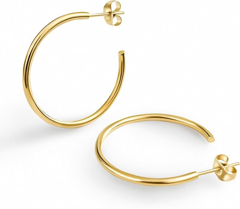 Altitude Boutique 18K Small Gold Hoop Earrings For Women | Gold Plated Thin Tube Earrings | Light... | Amazon (US)
