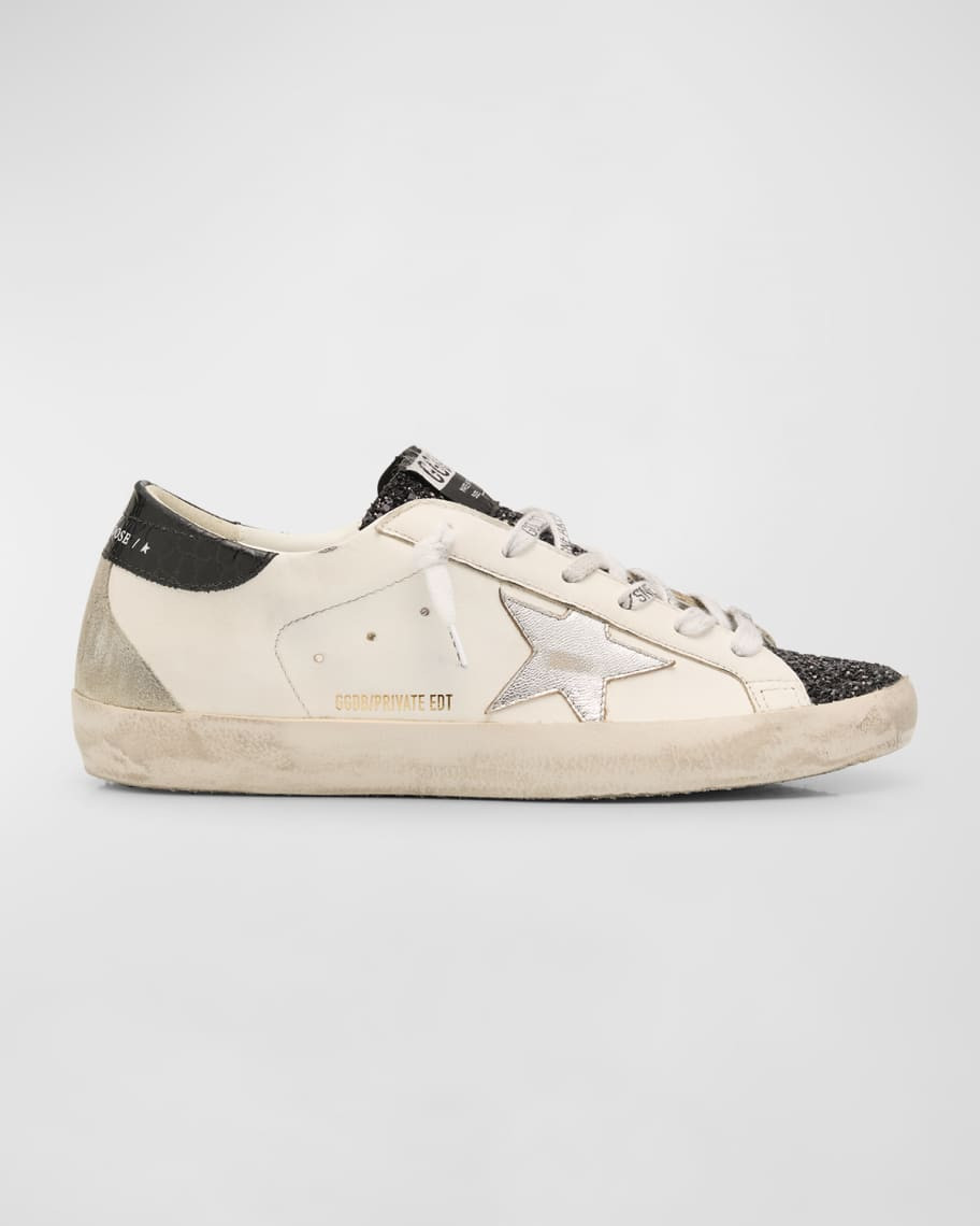 Golden Goose Superstar Glitter Leather Low-Top Sneakers | Neiman Marcus