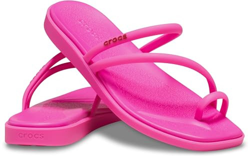 Crocs Women's Miami Toe Loop Sandal Flat, Pink Crush, 5 | Amazon (US)