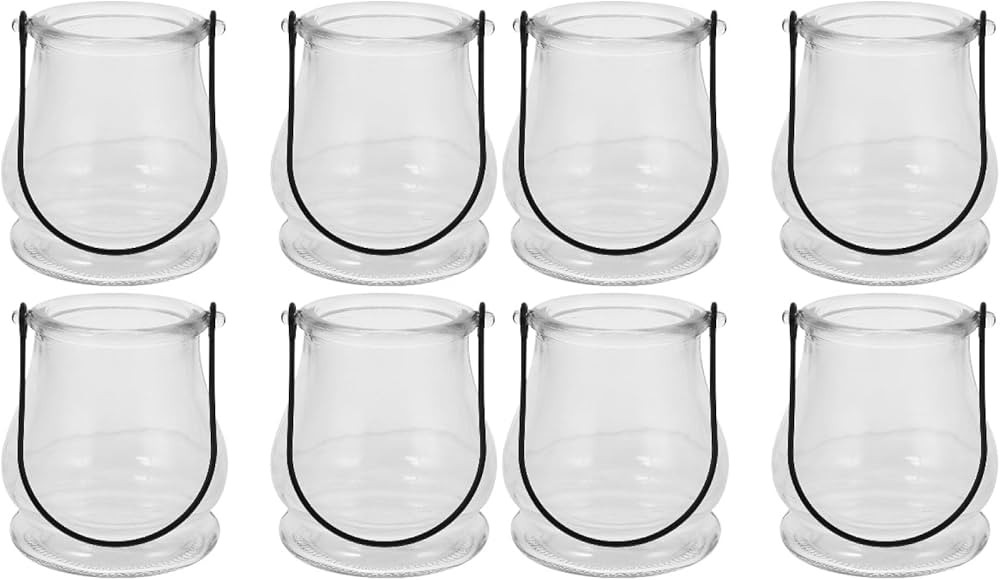 8PCS Hanging Glass Candle Holder: Hanging Glass Vase Glass Air Plant Succulent Vase Hanger Plant ... | Amazon (US)