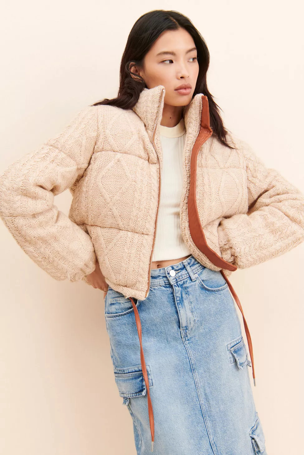 [BLANKNYC] Cable Knit Puffer | Urban Outfitters (US and RoW)