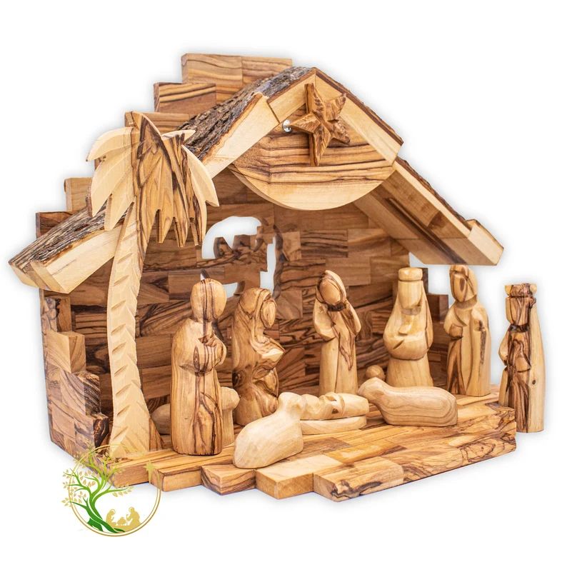 Large Wooden Nativity Set hand Carved Olivewood Music Box | Etsy | Etsy (US)