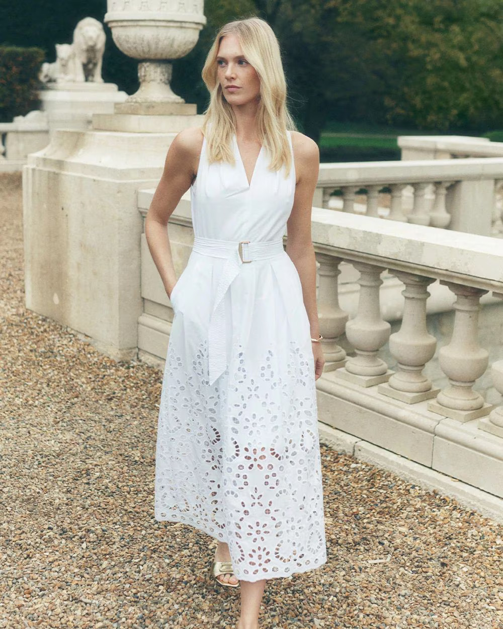 Eyelet Hem Midi Dress | White House Black Market