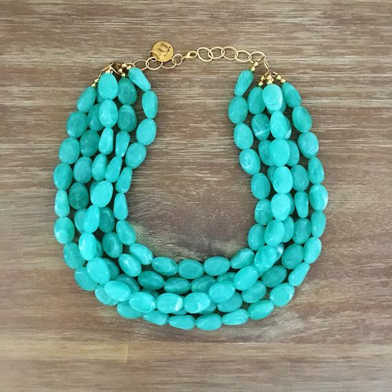 Ready To Ship! Statement Necklace Bridesmaid Jewelry JACKIE O Bright NEON TURQUOISE Wedding Jewelry  | Etsy (US)
