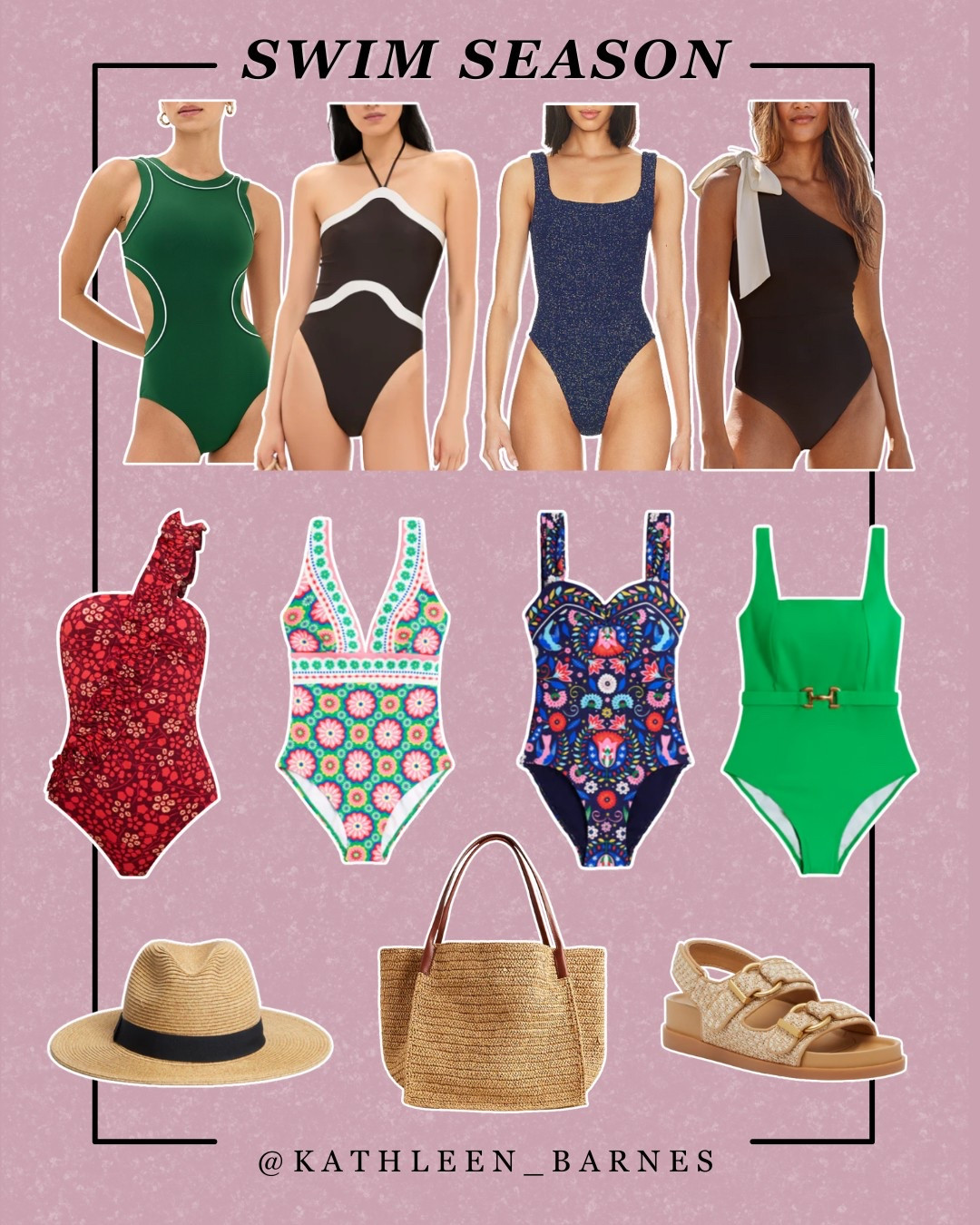 One piece swimsuits + a few beach accessories for spring break / summer / resort vacation 

#LTKSwim #LTKShoeCrush #LTKItBag