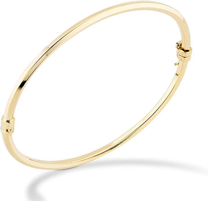 Miabella 18K Gold Over Sterling Silver Italian Oval Hinged Bangle Bracelet for Women Girls, 6.75 ... | Amazon (US)