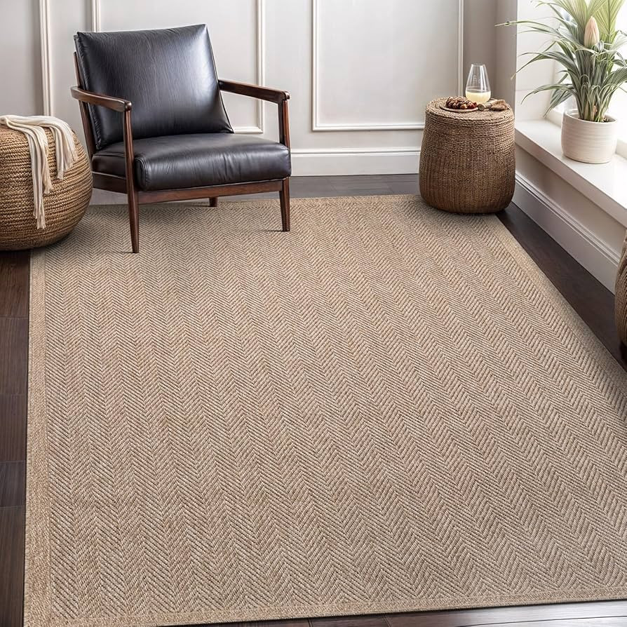 CAMILSON Easy Jute Rug 8x10, Indoor Outdoor Natural Color Fiber Area Rugs for Living Room and Pat... | Amazon (US)