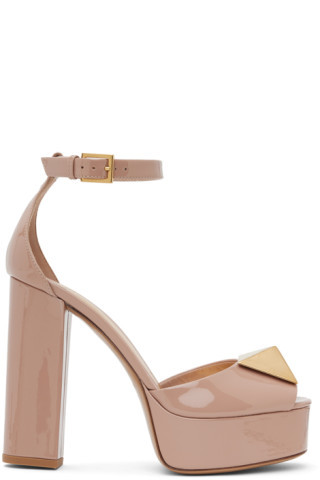 Beige One Stud Platform Heels | SSENSE