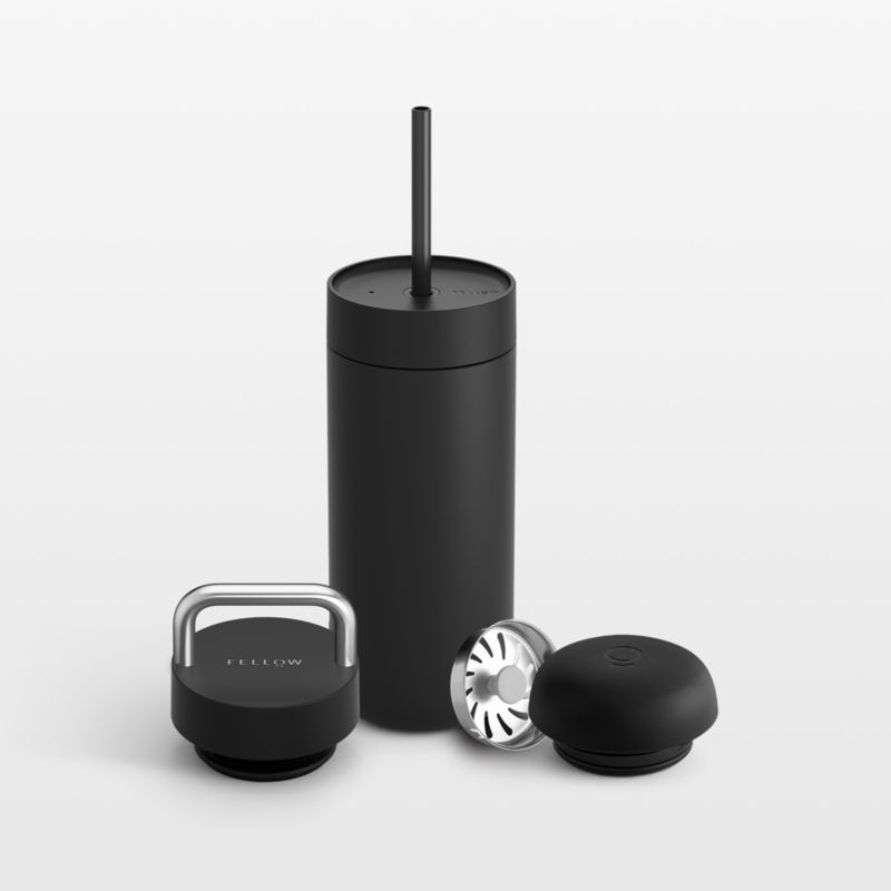 Fellow 16-oz. Matte Black Carter 3-in-1 Lid System + Reviews | Crate & Barrel | Crate & Barrel