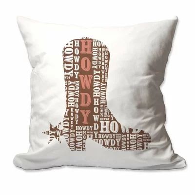 Cushing Howdy Cowboy Boot Throw Pillow Cover Millwood Pines Color: White | Wayfair North America