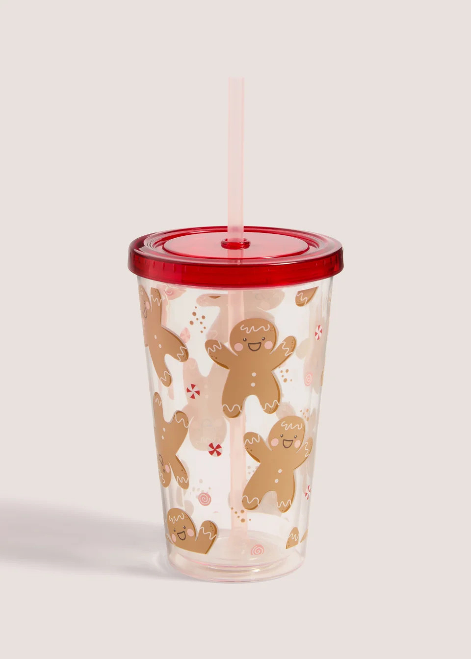 Gingerbread Tumbler with Straw (10cm x 23cm) | Matalan (UK)
