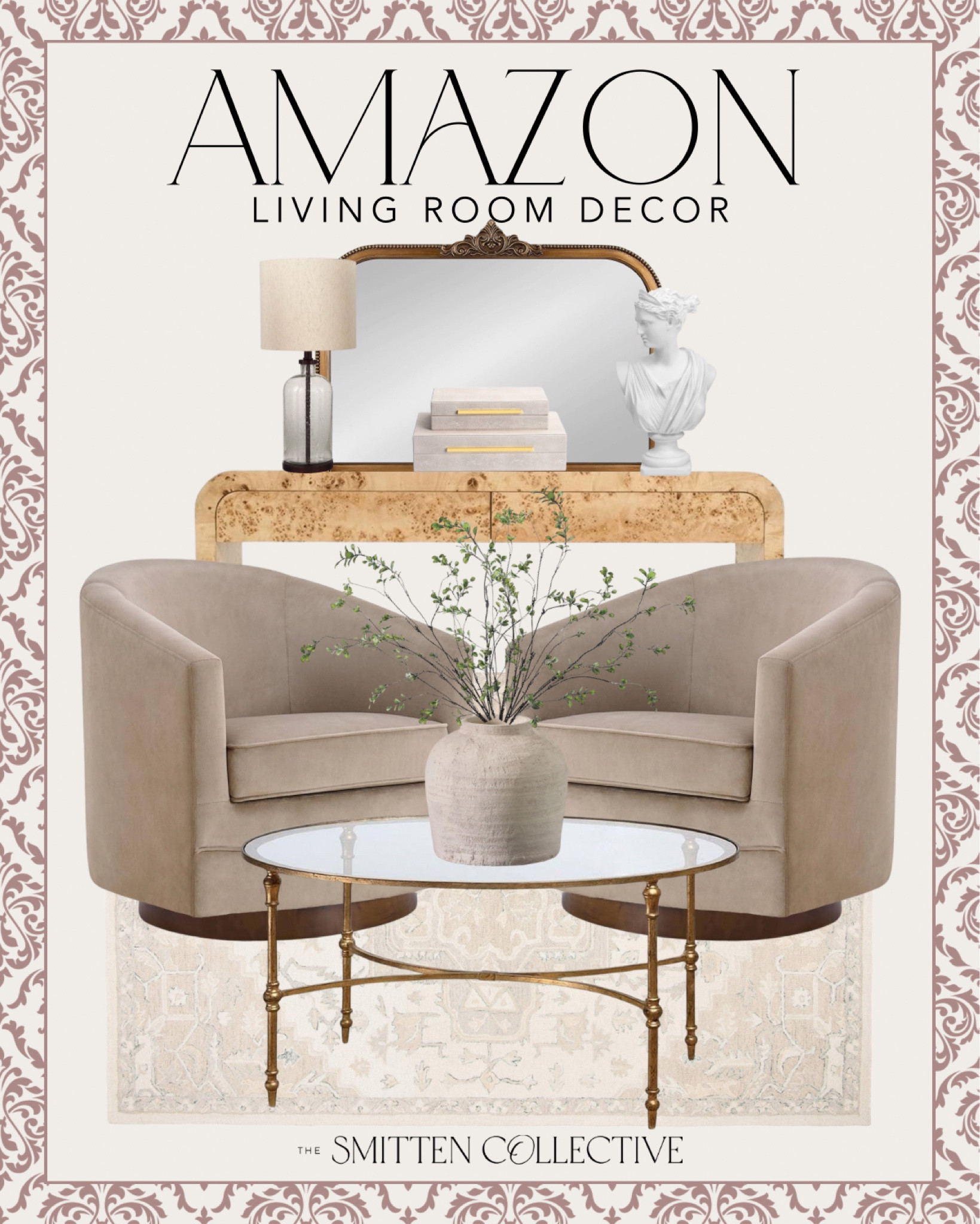 Amazon living room decor! 

Amazon furniture, Amazon area rug, Amazon home, living room decor, living room chairs, accent chairs, lamp, mirror, coffee table, area rug, spring decor, vase, stems, florals

#LTKSeasonal #LTKStyleTip #LTKHome