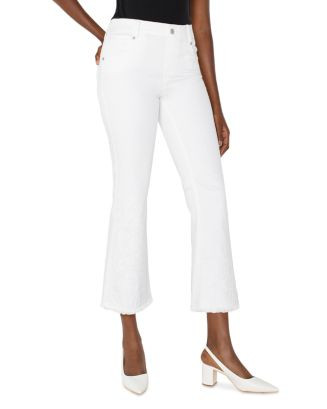 Gia Glider Crop Flare Jeans in Bright White Paisley | Bloomingdale's (US)