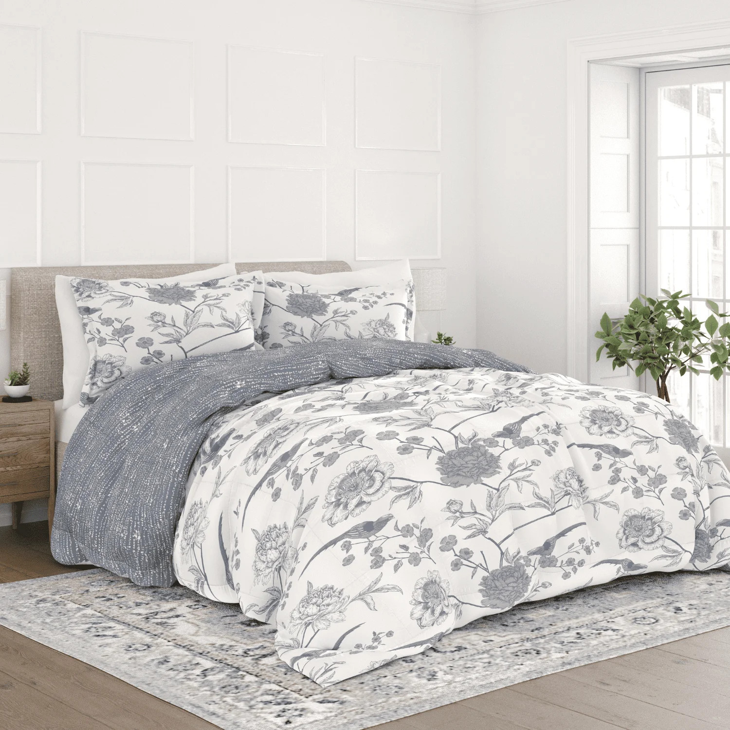Comfort Canopy - 3 Piece Light Blue Floral Molly Botanicals All Season Down-Alternative Comforter... | Walmart (US)