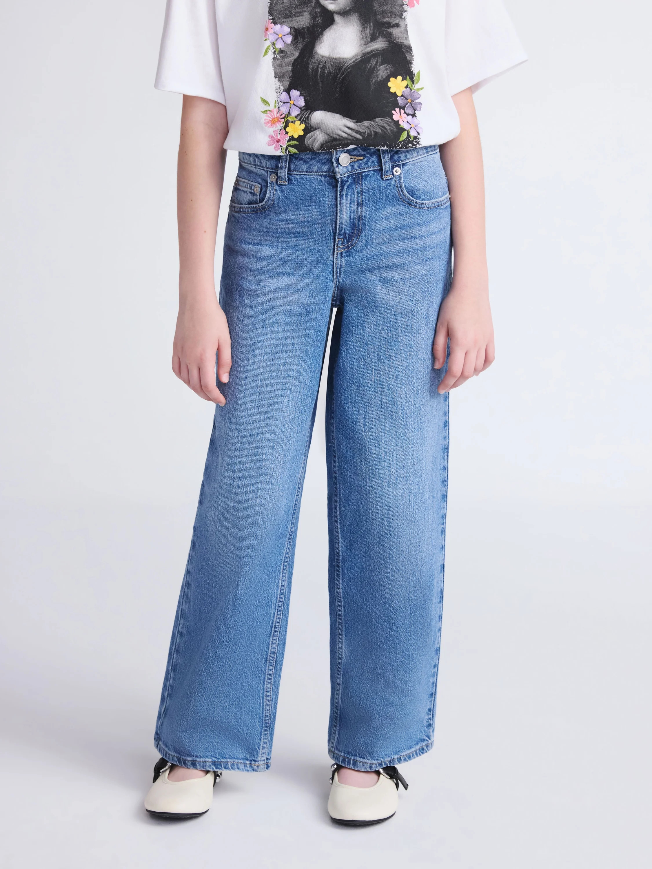 Weekend Academy Girls Baggy Straight Jeans, Sizes 5-18 - Walmart.com | Walmart (US)