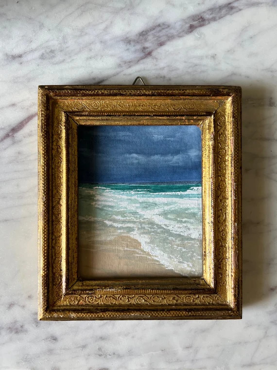 ORIGINAL Framed Gouache Seascape Painting 5x6 Painting Small - Etsy | Etsy (US)