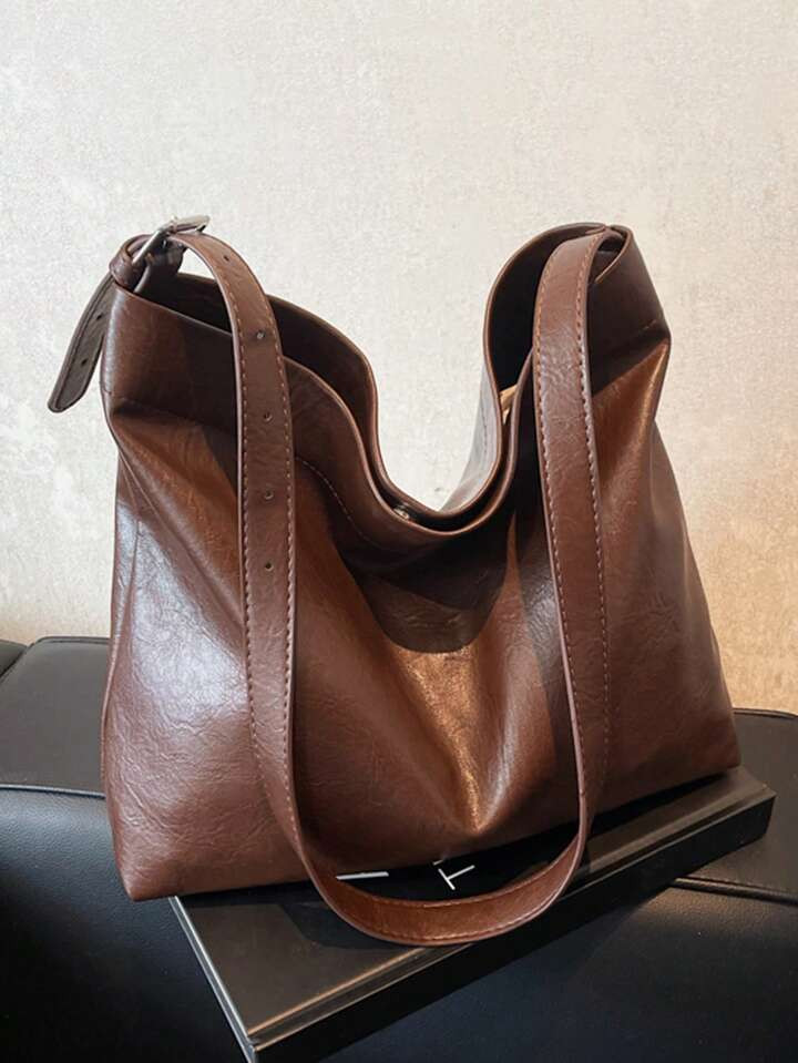 Sac fourre-tout en PU de couleur unie pour femmes, tendance automne. Élégant sac à main de gra... | SHEIN