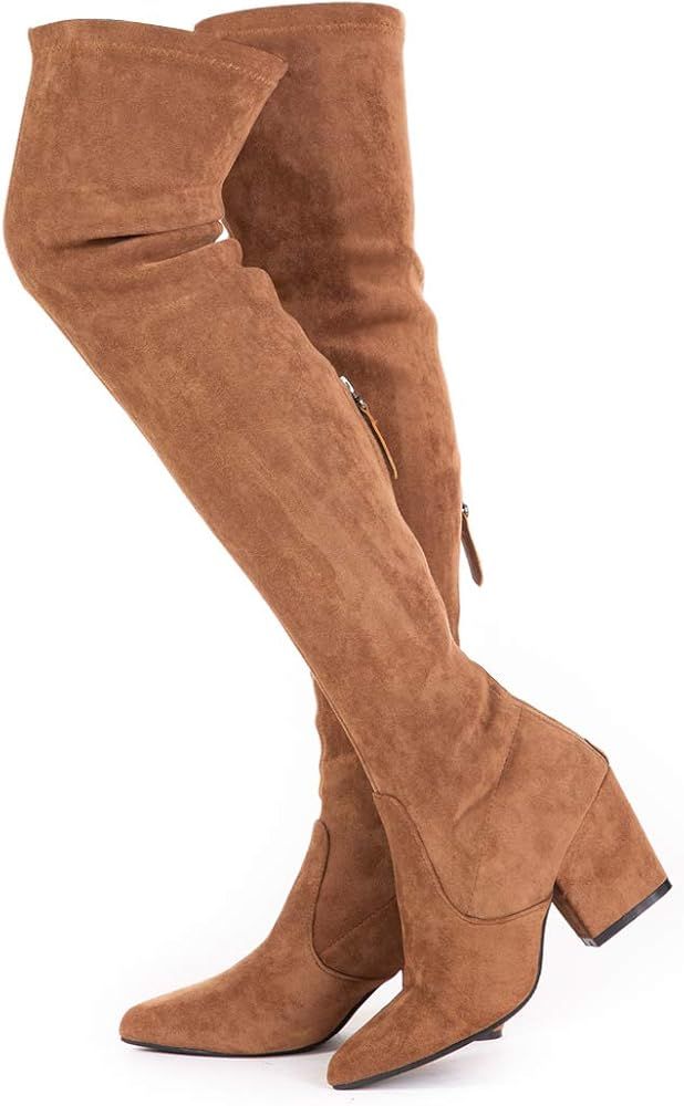 Women Boots Winter Over Knee Long Boots Fashion Boots Heels Autumn Quality Suede Comfort Square Heel | Amazon (US)