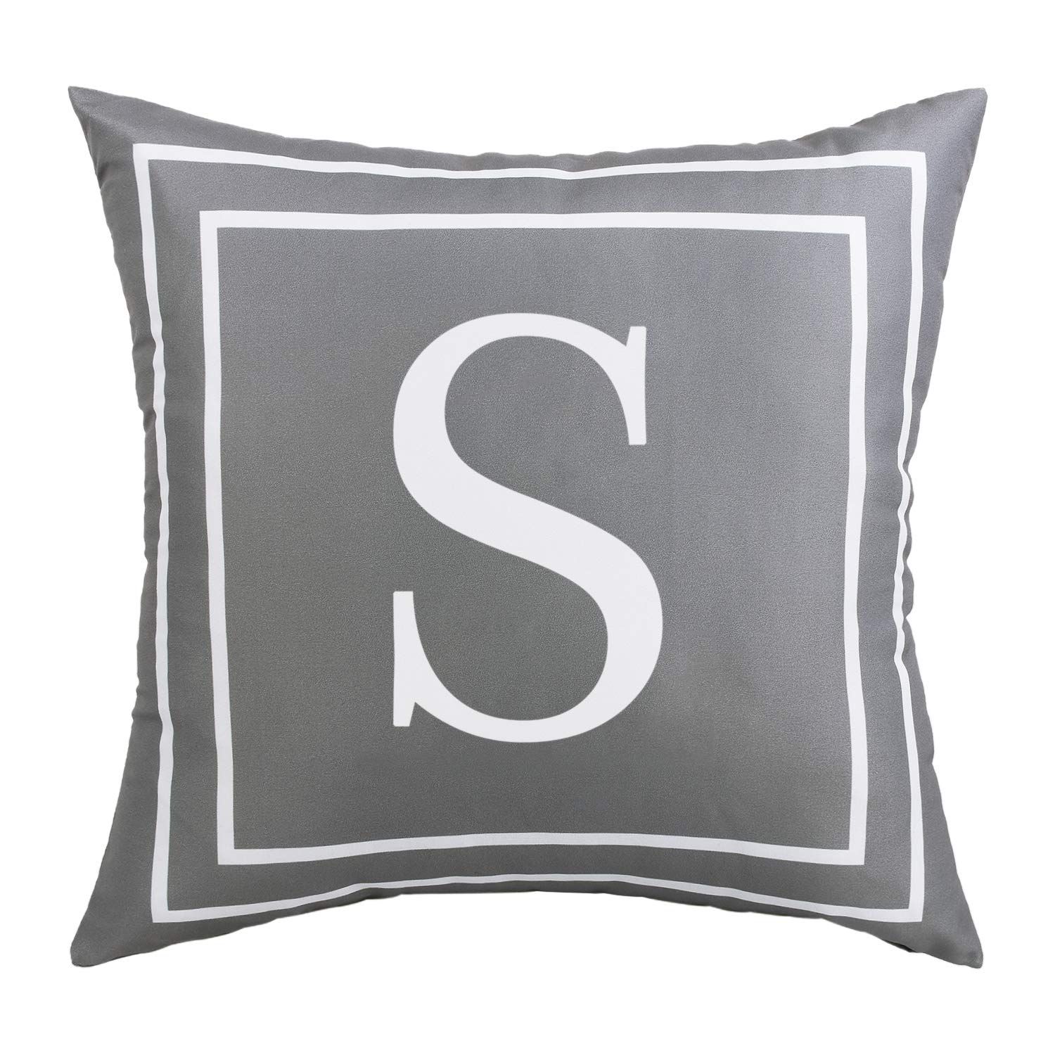 Fascidorm Gray Pillow Cover English Alphabet S Throw Pillow Case Modern Cushion Cover Square Pillowc | Amazon (US)