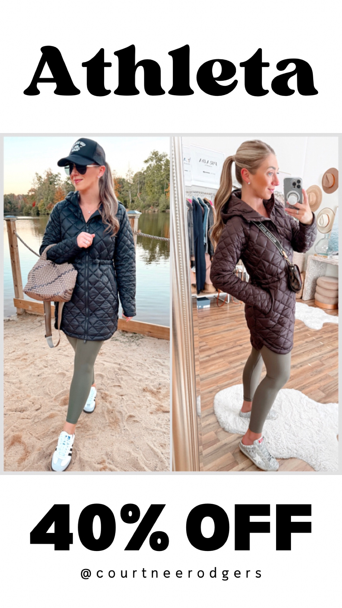 Happy Tuesday!! ✨🖤 My favorite longer length puffer coat is 40% off!!! 👏🏻 I’ve never seen it this low! Also, the vest version I have is 45% off! 🤩 These run naturally big/oversized—I wear an XS  (size 2/4 for reference) 💁🏼‍♀️ ✨AND my Naghedi bag is 25% off!! 🫶🏻// ➡️You can shop everything via the link in my bio > Shop my Reels/IG Posts! //

➡️Sizing/Sale codes: 
•Naghedi / 25% off code: HOLIDAY
•Coats/ Vest: XS (size 2/4)
•Abercrombie Leggings (size small short) / Code: AFKATHLEEN for an extra 15% off the already 25% off when you sign into your account! 

Athleta, puffer coat, best seller, Black Friday sales, cyber week, gifts for her 

#LTKSeasonal #LTKCyberWeek #LTKGiftGuide