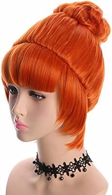 Yuehong Cosplay Wig Orange Bun Curly Synthetic Halloween Hair Wigs | Amazon (US)