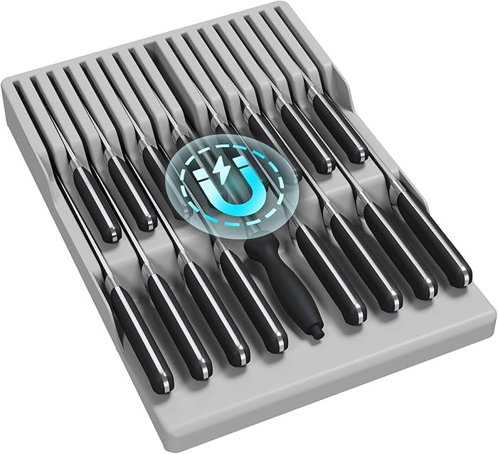Lifewit Magnetic Drawer Knife Organizers Insert, Kitchen Plastic In Drawer Knife Block Slots, Ste... | Amazon (US)