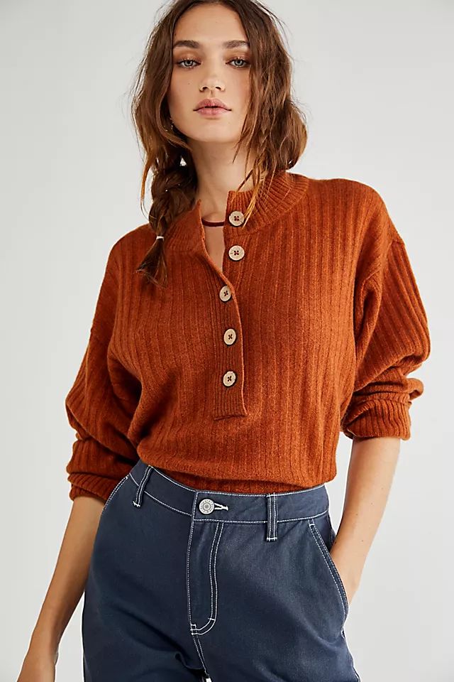Latte Cashmere Henley | Free People (Global - UK&FR Excluded)