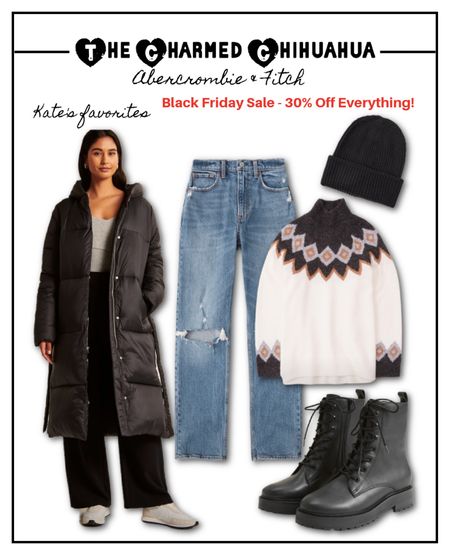 30% off site wide during the Abercrombie and Fitch Black Friday sale!

Winter outfit, puffer coat, combat boot, ripped jeans, turtleneck sweater, beanie

#LTKstyletip #LTKCyberweek #LTKsalealert