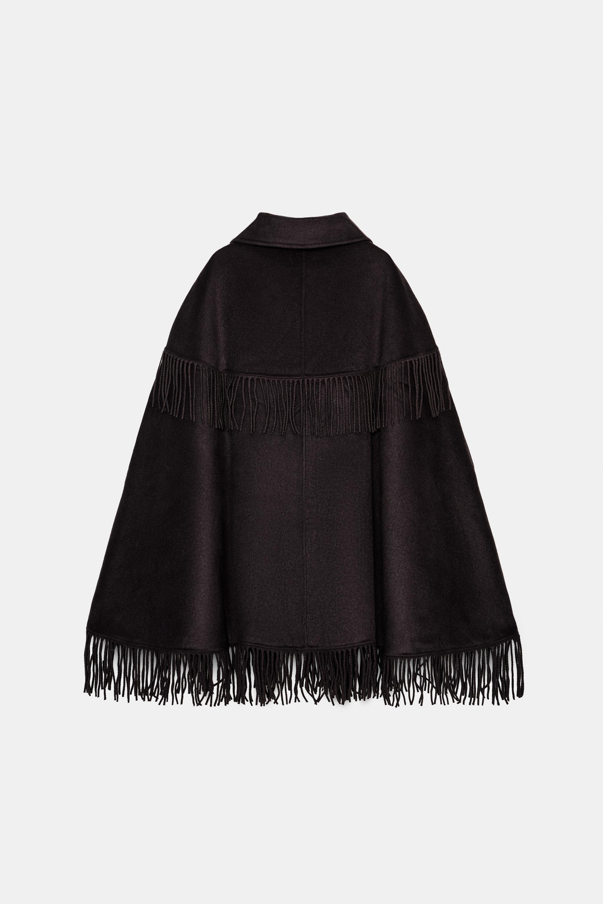 WOOL FRINGED CAPE | Zara UK