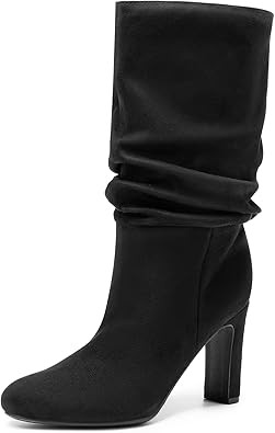 DREAM PAIRS Slouch Boots for Women Mid Calf, Women's Fashion Almond Toe High Heel Fall Winter Dre... | Amazon (US)
