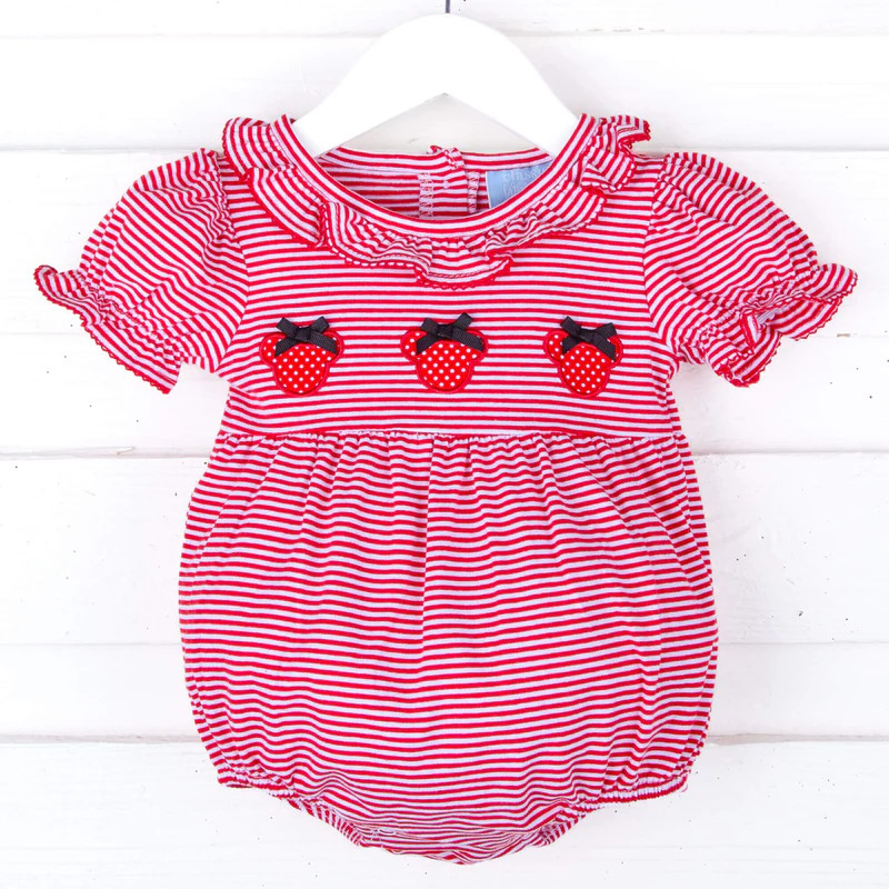 Mouse Ears Red Stripe Ruffle Collared Bubble | Classic Whimsy
