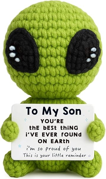 Gift for Son from Mom Dad Chistmas Stocking Stuffer for My Son Crochet Alien Inspirational Birthd... | Amazon (US)