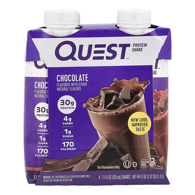 Quest Nutrition, Protein Shake, Chocolate, 4 Shakes, 11 fl oz (325 ml) Each | iHerb