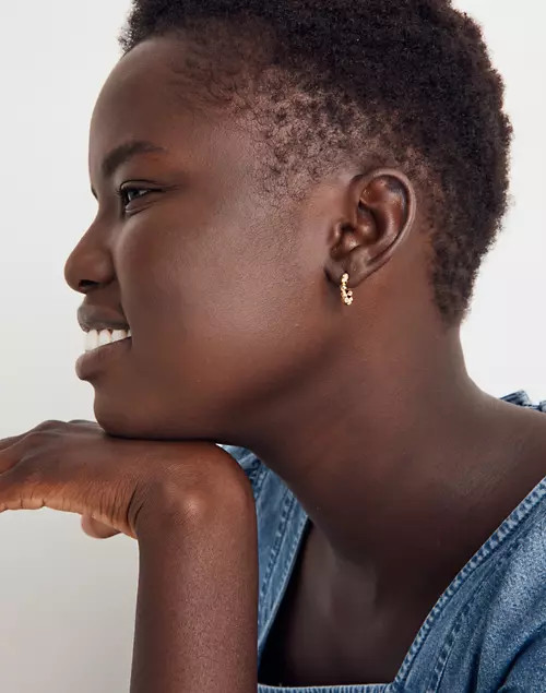 Puffed Charm Huggie Hoop Earrings | Madewell