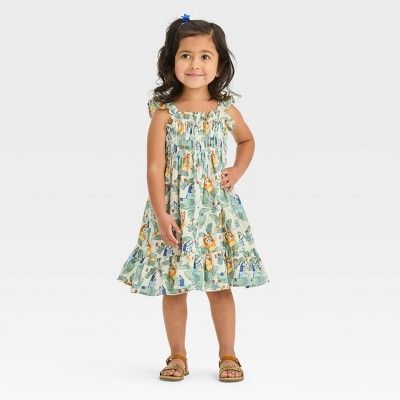 Toddler Girls' Bluey Tropical Printed Sundress - Off-White | Target