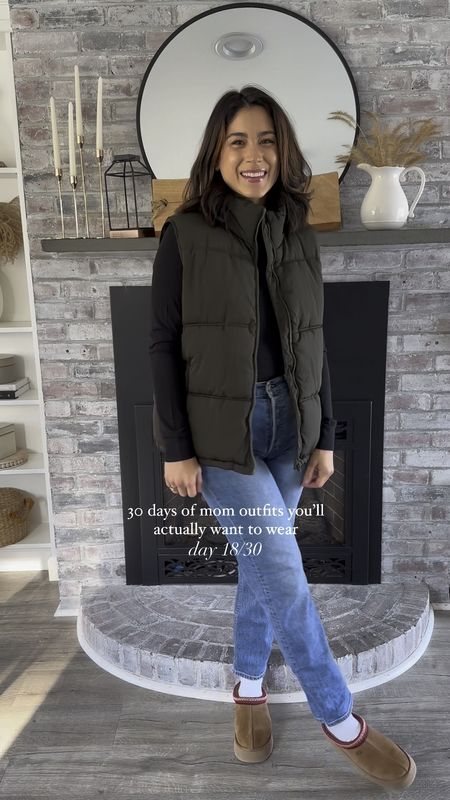 Sharing 30 days of mom outfit ideas you’ll actually want to wear! You definitely don’t have to be a mom to wear them! Just love an elevated casual look. 🖤 I’ve been looking for the perfect longer vest and I think I found it. @threadandsupply 

The perfect mom outfit, Aritzia jeans outfit, mom outfit idea, casual outfit idea, jeans outfit, ugg tazz outfit, style over 30, puffer vest outfit

#momoutfit #momoutfits #dailyoutfits #dailyoutfitinspo #whattoweartoday #casualoutfitsdaily #momstyleinspo #styleover30 

#LTKfindsunder50 #LTKstyletip #LTKfindsunder100