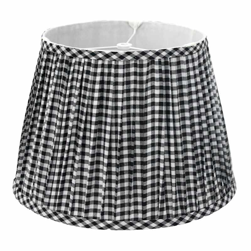 Black Gingham Pleated Small Tapered Drum Lamp Shade, 9x9x13 | At Home