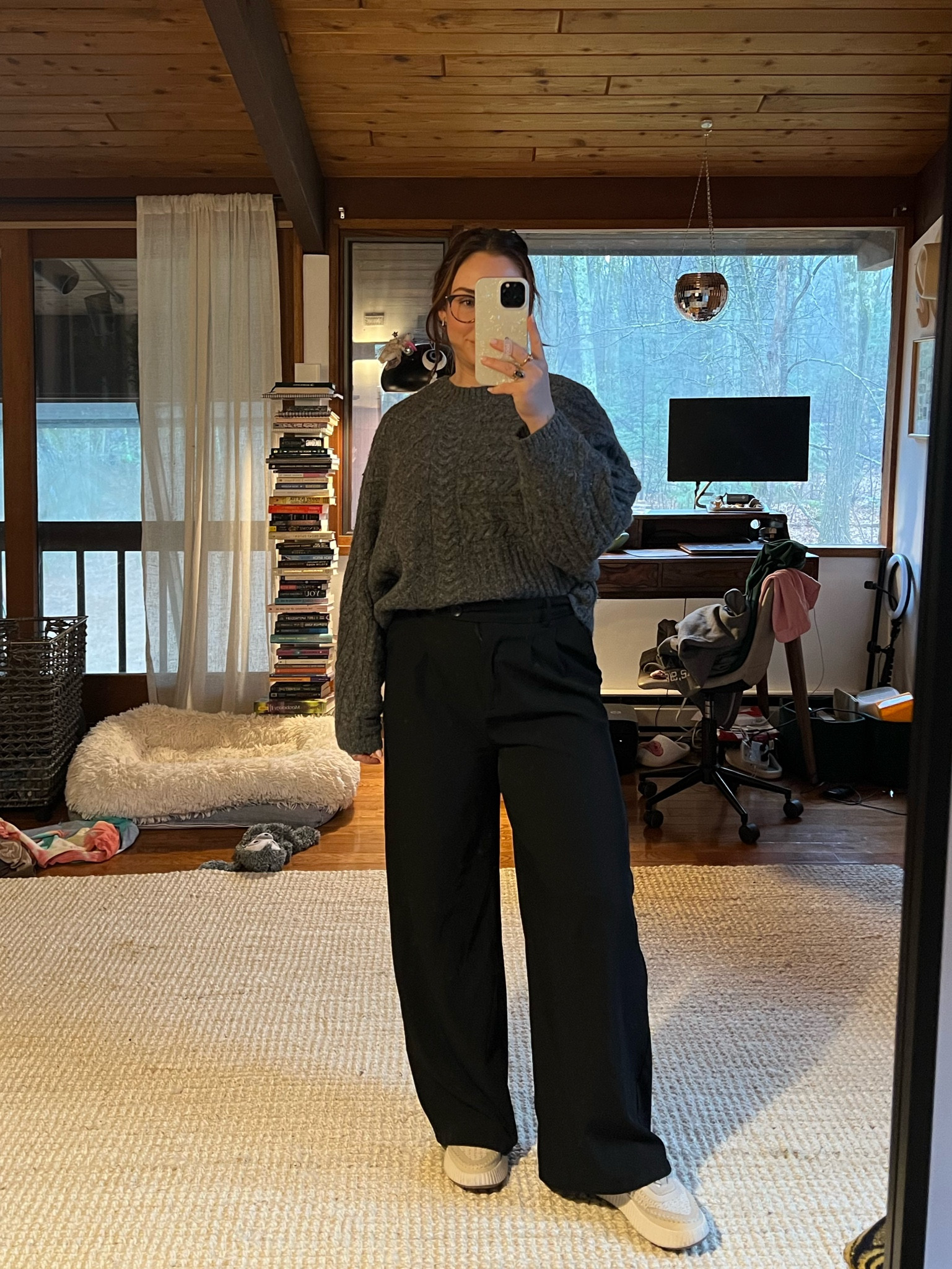 Work outfit ootd. Top is Abercrombie wearing a size L/XL, sooo comfy and not itchy at all. Side 10 in princess Polly pants. Dolce vita sneakers size 8. 

Work wear, work outfit, simple work outfit 

#LTKfindsunder100 #LTKstyletip #LTKworkwear