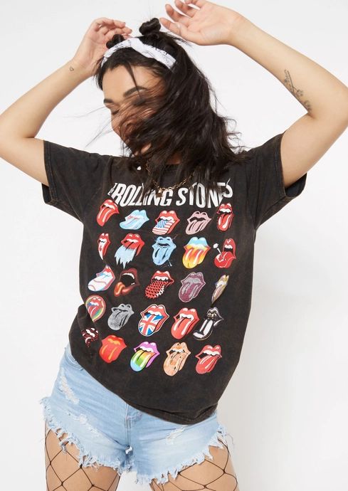 Black Rolling Stones Multi Logo Graphic Tee | rue21