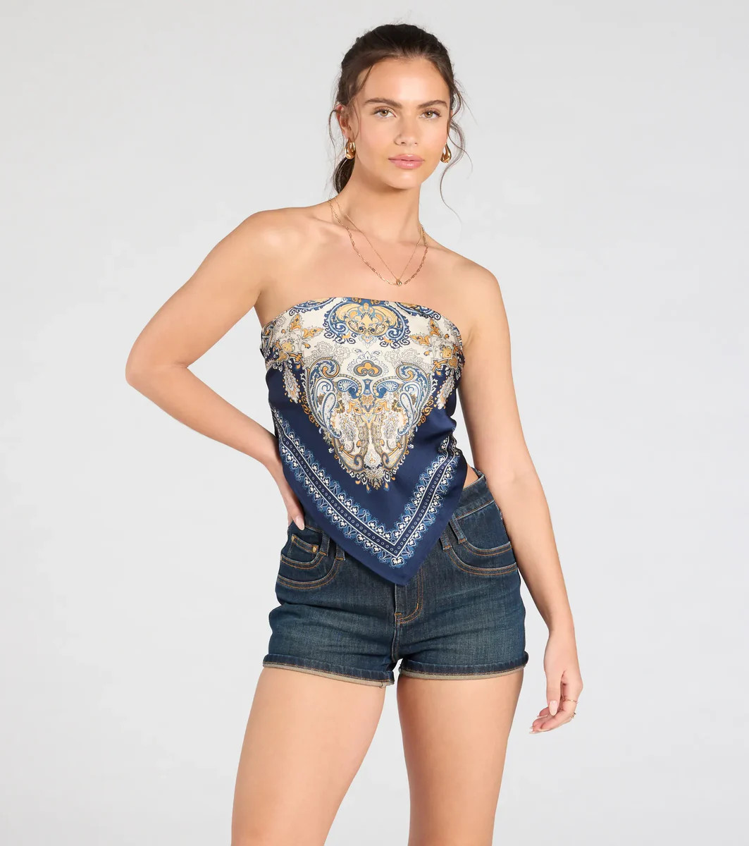 Sun Soaked Cutie Satin Scarf Top | Windsor Stores