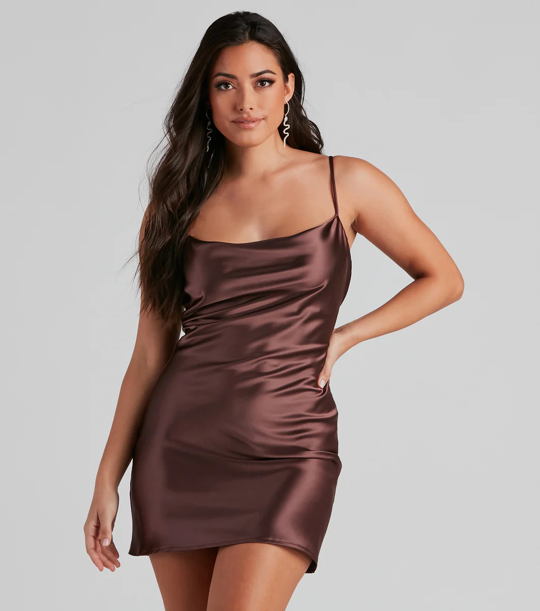 Keep It Sleek Satin Mini Dress | Windsor Stores