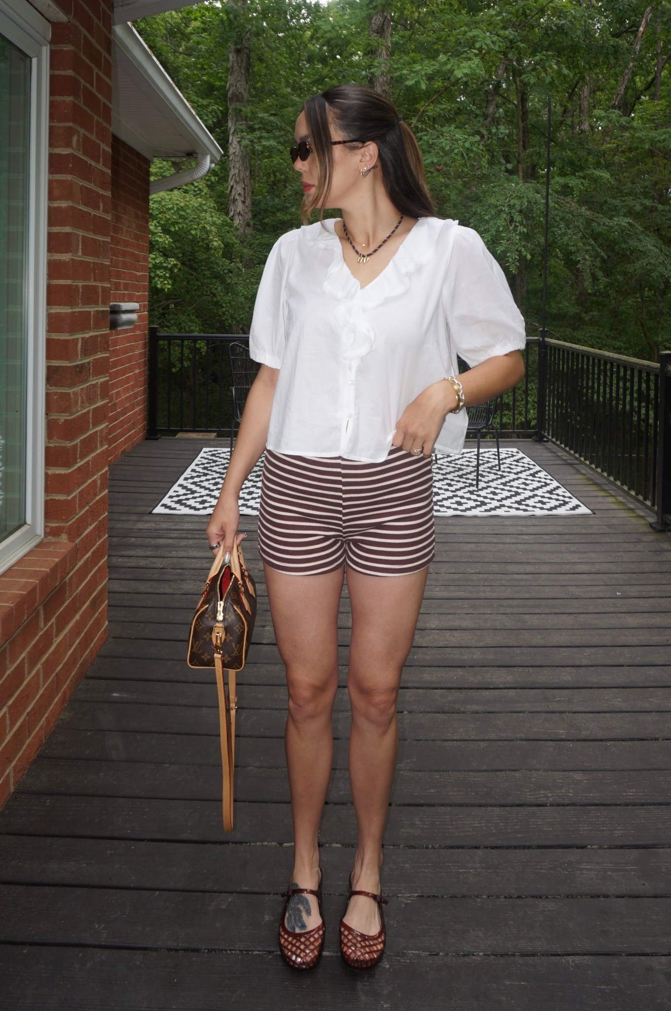 Spring outfit 
Summer outfit 
Stripe shorts
Micro shorts
Jelly shoes 
Jelly sandals 
Trending outfit 

#LTKdayinmylife #LTKootd