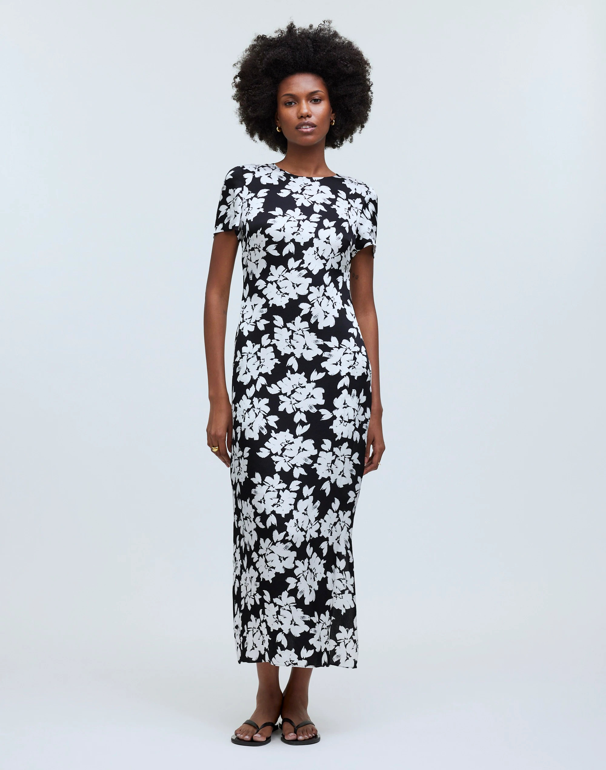 Maxi T-Shirt Dress in Floral Hammered Satin | Madewell