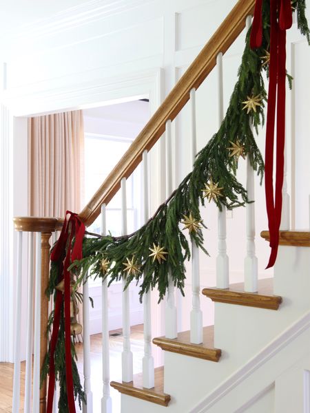 Christmas garland, Afloral garland, velvet ribbon, star garland 

#LTKHoliday #LTKhome #LTKstyletip